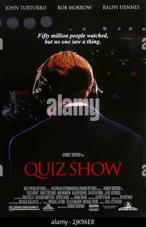 Film Poster Film: Quiz Show (1993)   Director: Robert Redford 14 September 1994   **WARNING** This Photograph is for editorial use only and is the copyright of BUENA VISTA and/or the Photographer assigned by the Film or Production Company and can only be reproduced by publications in conjunction with the promotion of the above Film. A Mandatory Credit To BUENA VISTA is required. The Photographer should also be credited when known. No commercial use can be granted without written authority from the Film Company. Stock Photo