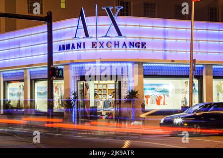 Armani Exchange store at Collins Avenue Miami Beach - MIAMI, UNITED STATES  - FEBRUARY 20, 2022 Stock Photo - Alamy