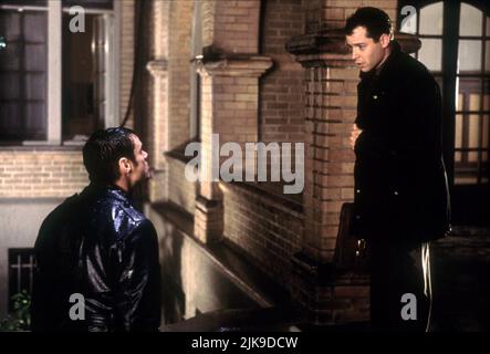 Jim Carrey & Matthew Broderick  Film The Cable Guy (USA 1996) Characters: The Cable Guy, Steven M. Kovacs  Director: Ben Stiller 10 June 1996   **WARNING** This Photograph is for editorial use only and is the copyright of COLUMBIA and/or the Photographer assigned by the  Film or Production Company and can only be reproduced by publications in conjunction with the promotion of the above  Film. A Mandatory Credit To COLUMBIA is required. The Photographer should also be credited when known. No commercial use can be granted without written authority from the  Film Company. Stock Photo