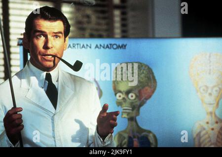 Pierce Brosnan Film: Mars Attacks! (USA 1996) Characters: Professor Donald Kessler  Director: Tim Burton 12 December 1996   **WARNING** This Photograph is for editorial use only and is the copyright of WARNER BROS. and/or the Photographer assigned by the Film or Production Company and can only be reproduced by publications in conjunction with the promotion of the above Film. A Mandatory Credit To WARNER BROS. is required. The Photographer should also be credited when known. No commercial use can be granted without written authority from the Film Company. Stock Photo