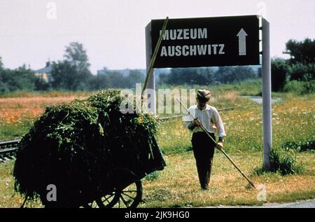Auschwitz Sign Film: The Last Days (1998)   Director: James Moll 23 October 1998   **WARNING** This Photograph is for editorial use only and is the copyright of OCTOBER FILMS and/or the Photographer assigned by the Film or Production Company and can only be reproduced by publications in conjunction with the promotion of the above Film. A Mandatory Credit To OCTOBER FILMS is required. The Photographer should also be credited when known. No commercial use can be granted without written authority from the Film Company. Stock Photo