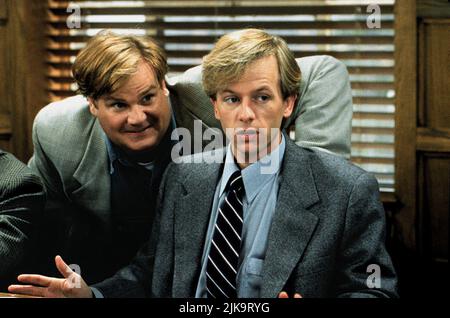 Chris Farley & David Spade Film: Tommy Boy (1995) Characters: Tommy & Richard  Director: Peter Segal 31 March 1995   **WARNING** This Photograph is for editorial use only and is the copyright of PARAMOUNT and/or the Photographer assigned by the Film or Production Company and can only be reproduced by publications in conjunction with the promotion of the above Film. A Mandatory Credit To PARAMOUNT is required. The Photographer should also be credited when known. No commercial use can be granted without written authority from the Film Company. Stock Photo
