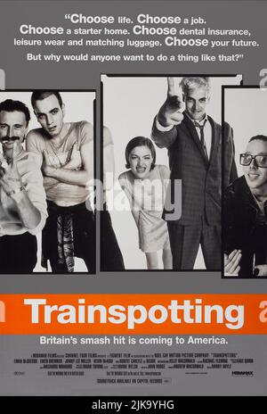 Robert Carlyle, Ewan Mcgregor, Kelly Macdonald, Jonny Lee Miller & Ewen Bremner Poster Film: Trainspotting (UK 1996) Characters: Begbie, Renton, Diane, Sick Boy, Spud  Director: Danny Boyle 23 February 1996   **WARNING** This Photograph is for editorial use only and is the copyright of CHANNEL FOUR FILMS and/or the Photographer assigned by the Film or Production Company and can only be reproduced by publications in conjunction with the promotion of the above Film. A Mandatory Credit To CHANNEL FOUR FILMS is required. The Photographer should also be credited when known. No commercial use can be Stock Photo