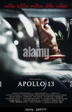 Tom Hanks Movie Poster Film: Apollo 13 (USA 1995)   Director: Ron Howard 22 June 1995   **WARNING** This Photograph is for editorial use only and is the copyright of UNIVERSAL and/or the Photographer assigned by the Film or Production Company and can only be reproduced by publications in conjunction with the promotion of the above Film. A Mandatory Credit To UNIVERSAL is required. The Photographer should also be credited when known. No commercial use can be granted without written authority from the Film Company. Stock Photo