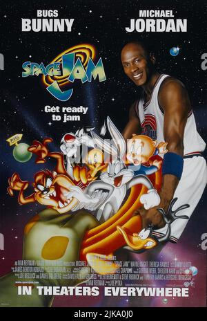 Porky Pig, Wylie Coyote, Bugs Bunny, Daffy Duck, Silvester & Michael Jordan Poster Film: Space Jam (1995) Characters: Himself  Director: Joe Pytka 10 November 1996   **WARNING** This Photograph is for editorial use only and is the copyright of WARNER BROS and/or the Photographer assigned by the Film or Production Company and can only be reproduced by publications in conjunction with the promotion of the above Film. A Mandatory Credit To WARNER BROS is required. The Photographer should also be credited when known. No commercial use can be granted without written authority from the Film Company. Stock Photo