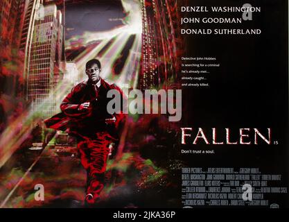 Denzel Washington Poster Film: Fallen (1996)   Director: Gregory Hoblit 16 January 1998   **WARNING** This Photograph is for editorial use only and is the copyright of WARNER BROS. and/or the Photographer assigned by the Film or Production Company and can only be reproduced by publications in conjunction with the promotion of the above Film. A Mandatory Credit To WARNER BROS. is required. The Photographer should also be credited when known. No commercial use can be granted without written authority from the Film Company. Stock Photo