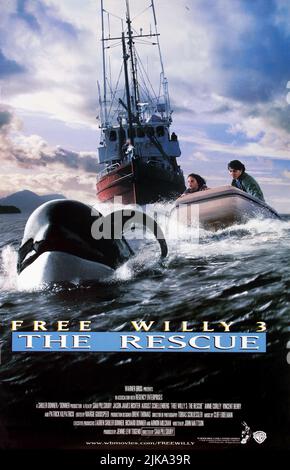 Film Poster Film: Free Willy 3: The Rescue (USA 1997)   Director: Sam Pillsbury 06 August 1997   **WARNING** This Photograph is for editorial use only and is the copyright of WARNER BROS. and/or the Photographer assigned by the Film or Production Company and can only be reproduced by publications in conjunction with the promotion of the above Film. A Mandatory Credit To WARNER BROS. is required. The Photographer should also be credited when known. No commercial use can be granted without written authority from the Film Company. Stock Photo