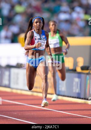 Twanisha Terry of the USA competing in the women’s 100m heats at the ...