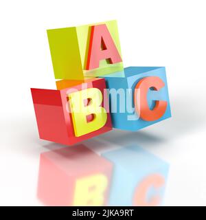 Colourful ABC Blocks 3D Render on a white background. Stock Photo