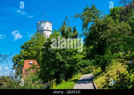 Germany, Old tower building mehlsack in old town of ravensburg vilage, a famous part of the cityscape of the beautiful town Stock Photo