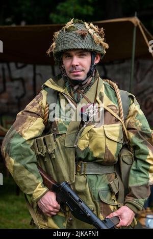 A re-enactor with the Normandy44 Association representing a Private of ...