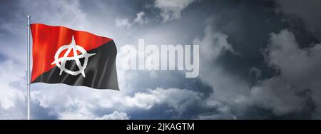 Anarchy flag on a cloudy sky, three dimensional render Stock Photo