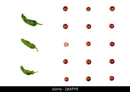 Background, pattern. Tomatoes on white background. Stock Photo
