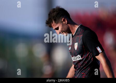 ANDUVA, SPAIN - JULY 31: Jon Morcillo of Athletic Club reacts during the pre-season friendly match between CD Mirandes and Athletic Club on July 31, 2022 at Anduva in Miranda, Spain. Credit: Ricardo Larreina/AFLO/Alamy Live News Stock Photo