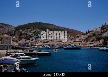 Marina on the island of Hydra in Greece Stock Photo