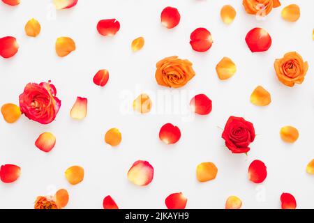 floral decoration red rose buds petals background Stock Photo