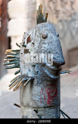 The sculpture of The Fish That Laughs in Lviv Ukraine Stock Photo