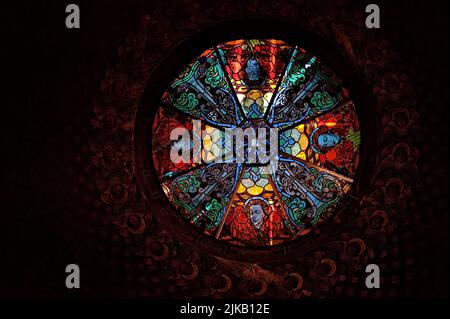 Ceiling stained glass in Armenian Cathedral of the Assumption of Mary in Lviv, Ukraine Stock Photo