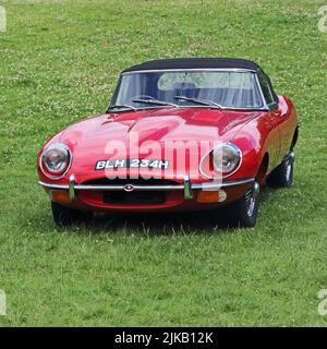 Red 1970 E-type Jaguar 4.2litre convertible Stock Photo