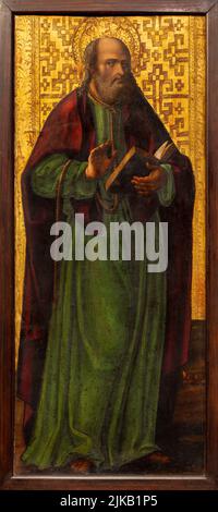 VALENCIA, SPAIN - FEBRUAR 14, 2022: The renaissance painting of St. Barnabas in the Cathedral by Pere Cabanes from 16. cent. Stock Photo