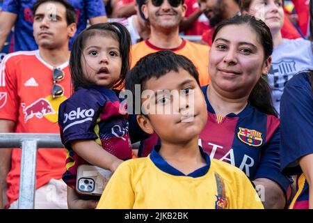Harrison, New Jersey, USA. 30th July, 2022. Fans of all ages attend friendly match between Barcelona FC and New Yrok Red Bulls at Red Bull Arena. Barcelona won 2 - 0 (Credit Image: © Lev Radin/Pacific Press via ZUMA Press Wire) Stock Photo
