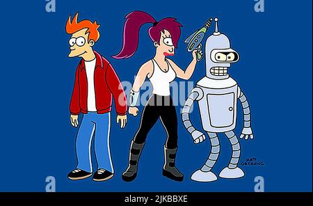 Philip J. Fry, Turanga Leela & Bender Bending Rodriguez Television: Futurama (TV Serie)   Usa 1999–2013, 28 March 1999   **WARNING** This Photograph is for editorial use only and is the copyright of 20TH CENTURY FOX TELEVISION and/or the Photographer assigned by the Film or Production Company and can only be reproduced by publications in conjunction with the promotion of the above Film. A Mandatory Credit To 20TH CENTURY FOX TELEVISION is required. The Photographer should also be credited when known. No commercial use can be granted without written authority from the Film Company. Stock Photo