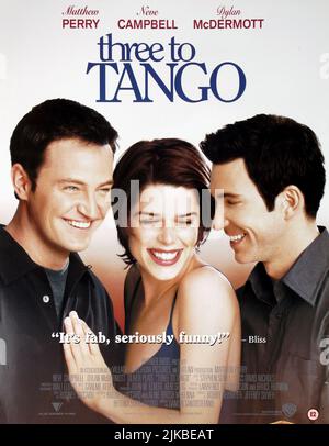 Matthew Perry, Neve Campbell & Dylon Mcdermott Poster Film: Three To Tango (1999) Characters: Oscar Novak,Amy Post &  Director: Damon Santostefano 19 October 1999   **WARNING** This Photograph is for editorial use only and is the copyright of WARNER BROS. and/or the Photographer assigned by the Film or Production Company and can only be reproduced by publications in conjunction with the promotion of the above Film. A Mandatory Credit To WARNER BROS. is required. The Photographer should also be credited when known. No commercial use can be granted without written authority from the Film Company Stock Photo