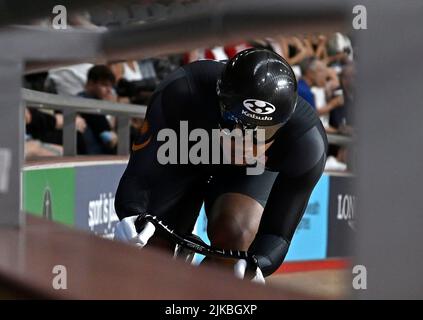 Stratford, United Kingdom. 31st July, 2022. Commonwealth Games Track Cycling. Olympic Velodrome. Stratford. Shah Sahrom (MAS) during the Mens Sprint qualifying. Credit: Sport In Pictures/Alamy Live News Stock Photo