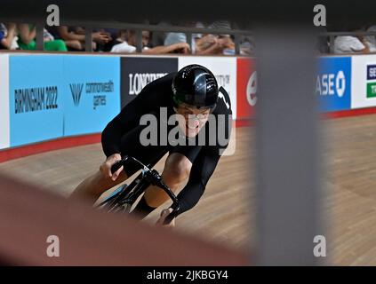 Stratford, United Kingdom. 31st July, 2022. Commonwealth Games Track Cycling. Olympic Velodrome. Stratford. Sam Webster (NZL) during the Mens Sprint qualifying. Credit: Sport In Pictures/Alamy Live News Stock Photo