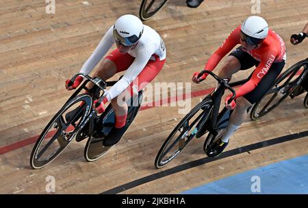 Stratford, United Kingdom. 31st July, 2022. Commonwealth Games Track Cycling. Olympic Velodrome. Stratford. Laura Kenny (ENG) during the Womens 25km Points Race. Credit: Sport In Pictures/Alamy Live News Stock Photo