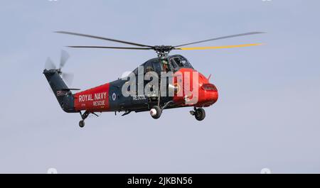 Historic Helicopters Wessex MK 5, XT761 in Royal Navy Search and Rescue livery arrival at the Royal international Air Tattoo Stock Photo