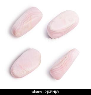 Rose calcite natural stone  isolated on white background Stock Photo