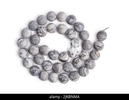 Colorful agate stone beads  isolated on white background top view, clipping path included Stock Photo