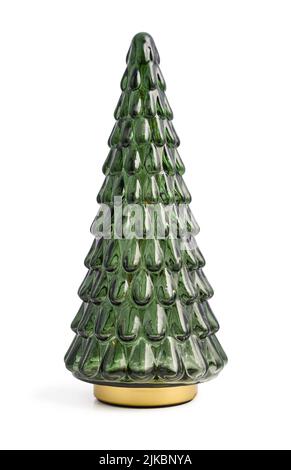 Decorative glass christmas tree isolated on white background, clipping path included Stock Photo