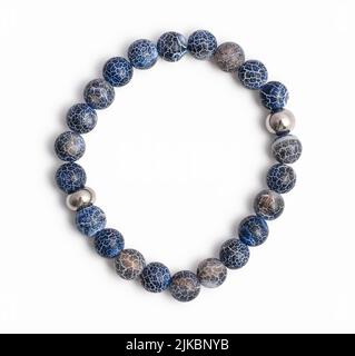 Beautiful  Agate stone beads in bracelet isolated on white background, clipping path included Stock Photo