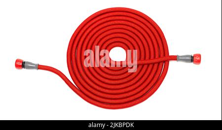 Red garden hose  isolated on a white background. Stock Photo