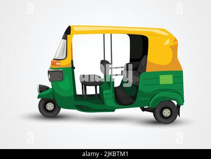 vector of yellow green auto rickshaw , a primary transport vehicle in ...