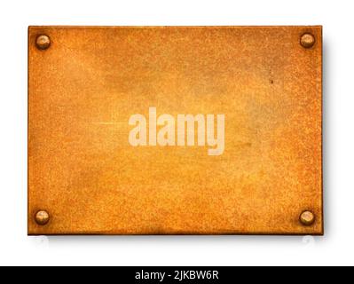the empty old rusty plate isolated on white with clipping path Stock Photo