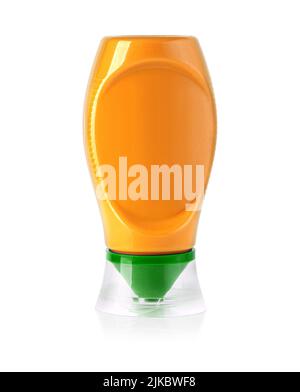 orange plastic sauce bottle isolated on white background with clipping path Stock Photo