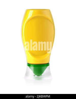 yellow plastic sauce bottle isolated on white background with clipping path Stock Photo
