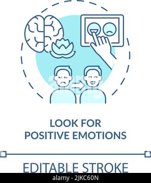 Look for positive emotions turquoise concept icon Stock Vector