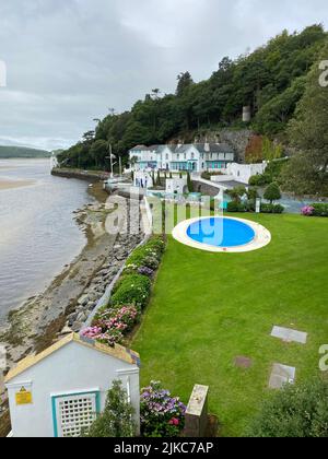 a vertical shot of Hotel Portmeirion located in United Kingdom Stock Photo