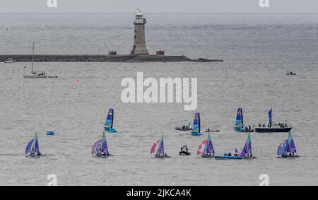 Sail GP Inspire programme on the morning of Sundays Day 2 Sail GP on July 31st Great Britain SailGP at Plymouth, UK on 31 July 2022. Photo by Phil Hutchinson. Editorial use only, license required for commercial use. No use in betting, games or a single club/league/player publications. Credit: UK Sports Pics Ltd/Alamy Live News Stock Photo