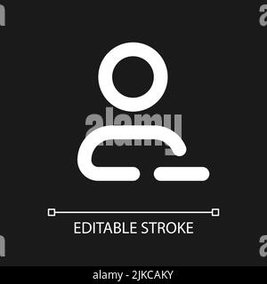 Remove contact pixel perfect white linear ui icon for dark theme Stock Vector