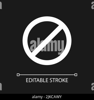 Failure occurred pixel perfect white linear ui icon for dark theme Stock Vector