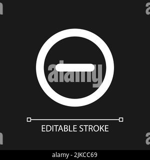 Remove button pixel perfect white linear ui icon for dark theme Stock Vector