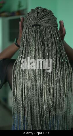 A black latina girl with box braids hairstyle Stock Photo - Alamy