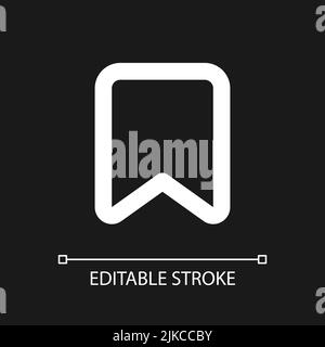 Add bookmark pixel perfect white linear ui icon for dark theme Stock Vector