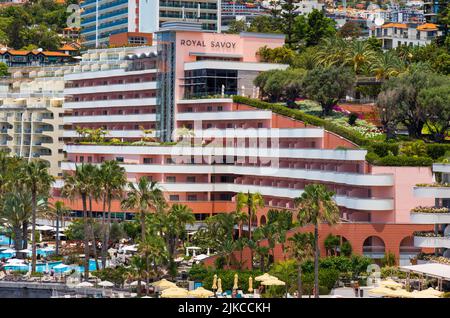 View of the Royal Savoy hotel from Forte São José, Madeira, Portugal Stock Photo