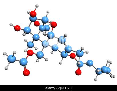 3D image of HT2 toxin skeletal formula - molecular chemical structure of mycotoxin isolated on white background Stock Photo